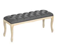 HOMCOM Banco Acolchado Banqueta Estilo Clásico 110 cm Pie de Cama Tapizado en lino patas de madera de hevea talladas Gris Aosom España