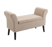 HOMCOM Banco Acolchado con Almacenamiento, Banco con Reposabrazos, Altura del Asiento de 46 cm, Terciopelo, 111,5 x 41 x 65 cm, Beige
