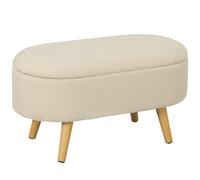 HOMCOM Banco almacenaje Acolchado con Tapa, Dormitorio, Blanco Crema | Taburete, pasillo, salón