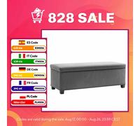 HOMCOM Banco Almacenaje Capacidad de 84 L 112x42x40 cm Tapizado en Pana Pie de Cama para Sala de Estar Dormitorio gris