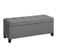 HOMCOM Banco Almacenaje Gris Oscuro Lino 120x40x48 cm Puff Baúl con Tapa Abatible 2 Bisagras de Seguridad para Dormitorio Salón Aosom España