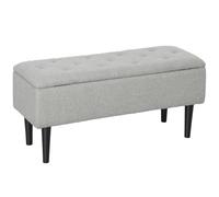 HOMCOM Banco Almacenaje Plegable Capacidad de 47 L 95x38x45 cm Tapizado en Borreguito Pie de Cama para Salón Dormitorio Gris