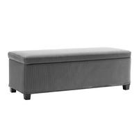 HOMCOM Banco Almacenaje Plegable Capacidad de 84 L 112x42x40 cm Tapizado en Pana Pie de Cama para Sala de Estar Dormitorio Gris
