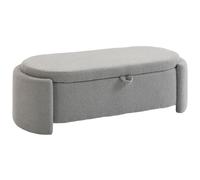 HOMCOM Banco Almacenaje Puff Almacenaje Ovalado 129x48,5x44 cm Tapizado en Terciopelo de Teddy Carga 200 kg Gris Claro Aosom España