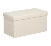 HOMCOM Banco almacenaje Terciopelo 76x38x38cm Blanco Crema | Plegable, banco tapizado, baúl de almacenamiento, baúl banco para salón, dormitorio, pasillo.