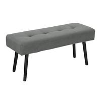 HOMCOM Banco banqueta al pie de la cama acolchado en terciopelo acanalado y patas de acero negro carga 220 Kg 100 x 36 x 45 cm gris