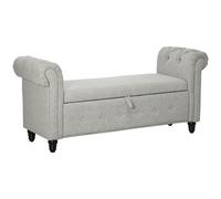 HOMCOM Banco banqueta cofre 2 en 1 en tela con aspecto de lino y patas de madera 146,5x49x72 cm Gris Aosom España