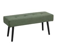 HOMCOM Banco banqueta pie de cama acolchado en terciopelo cotelé y patas de acero negro carga 220 Kg 100 x 36 x 45 cm verde