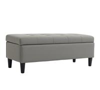 HOMCOM Banco baúl 136L Pouf contenedor reposapiés grande 110x41x42cm, Piel sintética apta para mascotas Gris