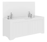 HOMCOM Banco Baúl con Apertura Abatible 80 Cm Blanco Aosom España