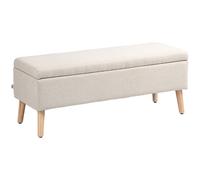 HOMCOM Banco baúl de almacenamiento acolchado aspecto lino para habitación entrada sala carga 220 Kg 110x39x45 cm Beige Aosom España