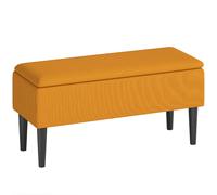 HOMCOM Banco Baúl de Poliéster y Madera para Dormitorio y Entrada, 95x38x45 cm, Naranja