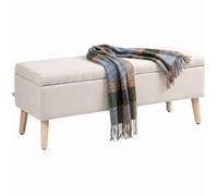 HOMCOM Banco baúl tapizado, Patas de Madera, 110x39x45cm, Beige