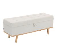 HOMCOM Banco con Almacenamiento de 80L Acolchado con Revestimiento de Tela y Patas de Madera, 118x42x45 cm, Crema