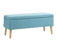 HOMCOM Banco con Almacenamiento hasta 220 kg Imitación Lino 110x39x45 cm Azul Aosom España