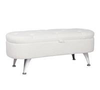 HOMCOM Banco con Espacio de Almacenamiento, Banco tapizado con Tapa, Banco de Cama de Terciopelo de Peluche, para Pasillo, Dormitorio, salón, Marco de Metal, 114 x 47 x 46,5 cm, Color Blanco