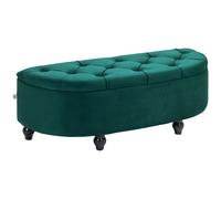 HOMCOM Banco con espacio de almacenamiento baúl acolchado cierre suave efecto de terciopelo 120x46x42 cm Verde Oscuro Aosom España