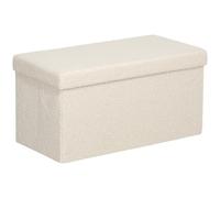 HOMCOM Banco con Espacio de Almacenamiento Plegable tapizado con Aspecto de Terciopelo, baúl para salón, Dormitorio, Pasillo, 76 x 38 x 38 cm, Color Crema