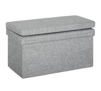 HOMCOM Banco contenedor para dormitorio plegable con respaldo, puf reposapiés de tela efecto lino con espacio de 77 l, para salón y salón, 76 x 50 x 73 cm, gris