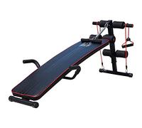 Homcom Banco de Abdominales Altura Ajustable Banco de Musculación Multifuncional para Fitness Entrenamiento de Espalda Abdominal Piernas Carga 120kg con 2 Cuerdas y 1 Tirador de Resorte