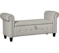 Homcom Banco de almacenaje 146.5x49x74.5 cm gris claro