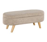 HOMCOM Banco de Almacenaje con Asiento Acolchado y Patas de Madera Banco almacenaje Puff Almacenaje Ovalado Beige Aosom España