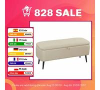 HOMCOM Puff Almacenaje Banco 61L con Tapa Abatible Beige