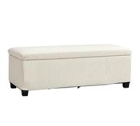 HOMCOM Banco de Almacenamiento 84L Puf Salón - Reposapiés de Pana con Tapa, para Sala de Estar, Dormitorio, Entrada, 112 x 42 x 40 cm, Color Beige
