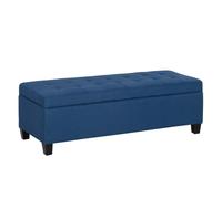 HOMCOM Banco de Almacenamiento Acolchado Puff de Almacenaje Taburete Tapizado en Lino con Tapa Abatible para Salón Entrada Dormitorio Carga 120 kg 125x49x41,5 cm Azul