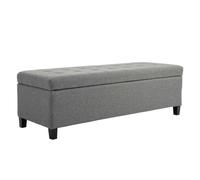 HOMCOM Banco de Almacenamiento Acolchado Puff de Almacenaje Taburete Tapizado en Lino con Tapa Abatible para Salón Entrada Dormitorio Carga 120 kg 125x49x41,5 cm Gris