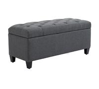 HOMCOM Banco de almacenamiento banco puffs pie de cama cofre de almacenamiento para salón habitación entrada 100x40x44 cm Gris Aosom España