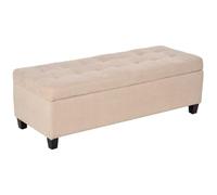 HOMCOM Banco de Almacenamiento con Tapa Abatible 125x49x41,5 cm Beige | Acolchado, Puff de Almacenaje, Taburete Tapizado en Lino, para Salón Entrada Dormitorio, Carga 120 kg