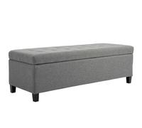 HOMCOM Banco de Almacenamiento con Tapa Abatible 125x49x41,5 cm Gris | Acolchado, Puff de Almacenaje, Taburete Tapizado en Lino, para Salón Entrada Dormitorio, Carga 120 kg