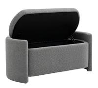 HOMCOM Banco de Almacenamiento con Tapa, Gris 105x44x45.5 cm | Banco de almacenamiento acolchado, terciopelo teddy, para sala de estar y dormitorio.