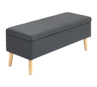 HOMCOM Banco de almacenamiento con tapizado banco de lino madera de caucho 110x39x45 cm Gris Oscuro Aosom España