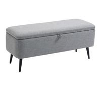 HOMCOM Banco de Almacenamiento, Otomana para Cabecera, Baúl de Tela con Patas de Acero Negro, 101x38.5x44.5 cm, Gris