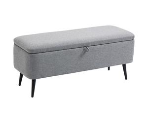 HOMCOM Banco de Almacenamiento, Otomana para Cabecera, Baúl de Tela con Patas de Acero Negro, 101x38.5x44.5 cm, Gris