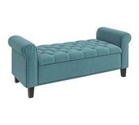 HOMCOM - Banco de almacenamiento para cama con reposabrazos, baúl de almacenamiento de tela aterciopelada acolchada y acolchada, carga hasta 120 kg, para salón, dormitorio, entrada, 126 x 48,5 x 57 cm