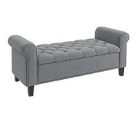 HOMCOM - Banco de almacenamiento para cama con reposabrazos, baúl de almacenamiento de tela, efecto terciopelo acolchado y acolchado y acolchado con carga hasta 120 kg, para salón, dormitorio, entrada