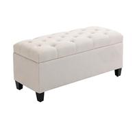 HOMCOM - Banco de almacenamiento para puf, salón, tope de cama acolchado, baúl de almacenamiento, reposapiés, para salón, dormitorio, entrada, 100 x 40 x 44 cm, color blanco