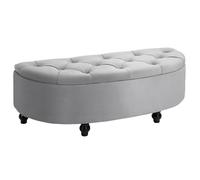 HOMCOM Banco de almacenamiento semicircular con acolchado y cubierta de terciopelo, con reposapiés para bebidas