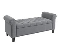 HOMCOM Banco de Cama en Tela de Terciopelo con Espacio de Almacenamiento y Reposabrazos 126x48,5x57 cm Gris Aosom España