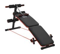 HOMCOM Banco Abdominales Plegable Ajustable en Altura con Soporte Poplíteo Regulable Ideal Hogar y Gimnasio 137x51x50-66 cm Negro Aosom España