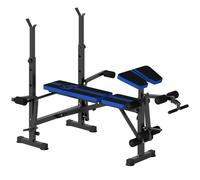 HOMCOM Banco de Musculación con Respaldo Ajustable y Soporte para Barras Regulable para Entrenamiento en Casa Gimnasio Negro