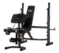 HOMCOM Banco de Musculación Multifuncional 300 kg 187x140x117-136 cm Negro