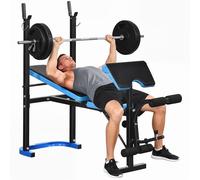 HOMCOM Banco de Musculación Multifuncional Banco de Pesas Negro y Azul