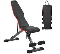 HOMCOM Banco de Musculación Plegable, Banco de Pesas, Respaldo y Asiento Ajustables, Extensión de Pierna, Cojín de Predicador y Banda de Resistencia, para Entrenamiento Completo, Gimnasio en Casa