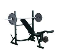 HOMCOM Banco de Pesas Banco de Musculación Multifuncional con Altura Ajustable de 3 Niveles para Entrenamiento 175x98x130 cm Negro Aosom España