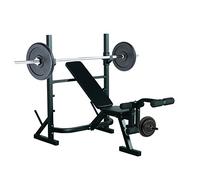 HOMCOM Banco de Pesas Banco de Musculación Multifuncional con Altura Ajustable de 3 Niveles para Entrenamiento Fitness de Cuerpo Completo 175x98x130 cm Negro