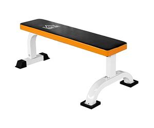 HOMCOM Banco de pesas, banco plano, banco de fitness, banco de entrenamiento multifuncional para entrenamiento de fuerza en casa, acero, negro, 112 x 62 x 43 cm